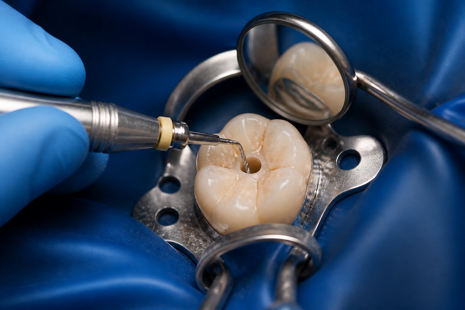 Tratamento endodôntico realizado com isolamento do dente